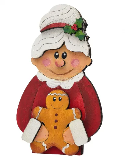 Holz Weihnachtsfrau Oma mit Lebkuchenmann rot weiß handbemalt h 9,5 cm Holz Weihnachtsfrau Oma mit Lebkuchenmann rot weiß handbemalt h 9,5 cm