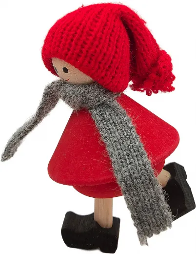 Sebastian design laufendes Kind / Eisläufer Strickmütze Schal rot grau h 9 cm Sebastian design laufendes Kind / Eisläufer Strickmütze Schal rot grau h 9 cm