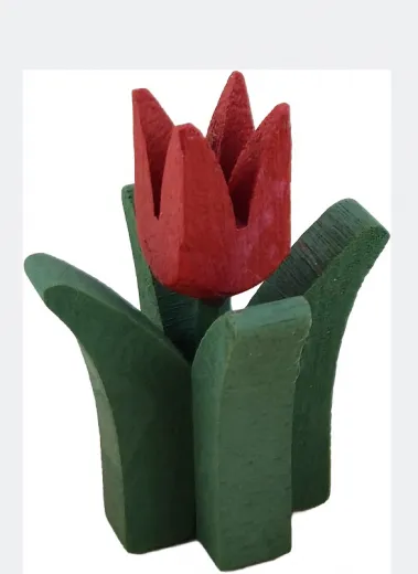 1 Steckfigur kleine Tulpe dunkelrot H 4 cm für kleine Sebastian Holzkränze
