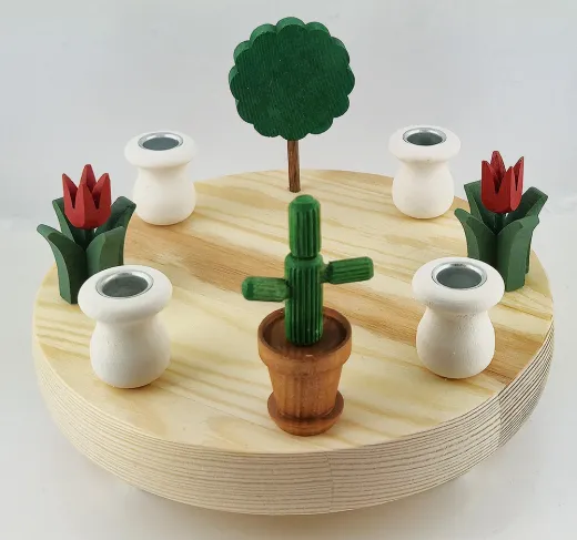 Dekobeispiel kleine Tulpe dunkelrot auf Steckplatte