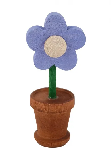Kranzfigur kleine Blume im Topf hellblau h 7,5 cm