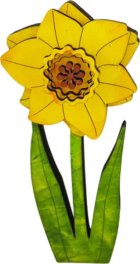 Steckfigur Holz Narzisse gelb h 10,5 cm mehrlagig handbemalt für Holzkränze