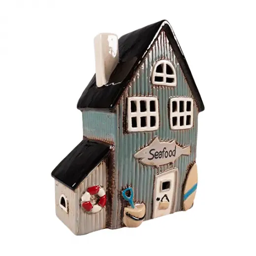 Det Gamle Apotek maritimes Keramikhaus für Teelicht Schild Fisch gelb H 21,5 cm