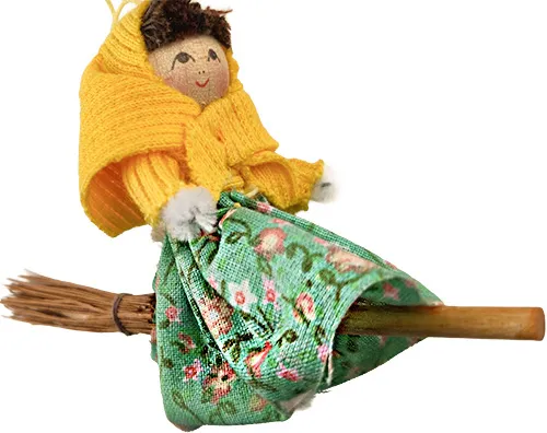 Schwedische kleine Osterhexe mit Besen hellgrün gelb H 5 cm L 10 cm zum Hängen Schwedische kleine Osterhexe mit Besen hellgrün gelb H 5 cm L 10 cm zum Hängen