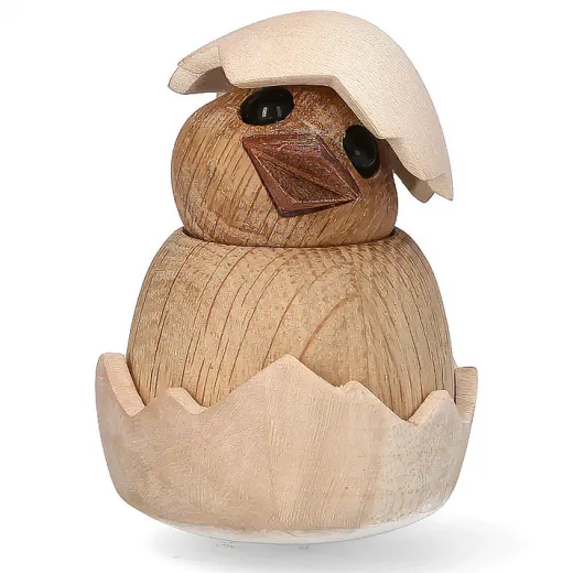 Spring Copenhagen Holz Küken mit Eierschale Eiche h 8 cm dänische Osterdekoration