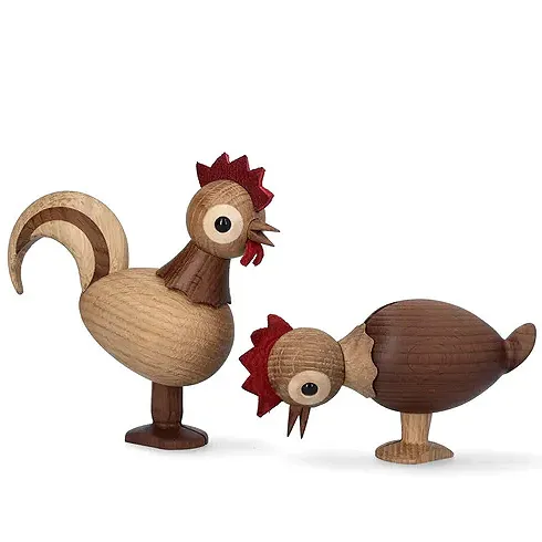 Spring Copenhagen Holz Hahn Rise und Huhn Sun H 11 cm