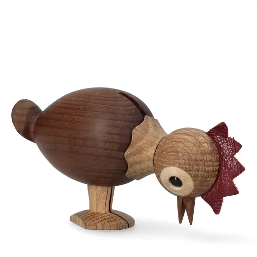 Spring Copenhagen - stolze Holzhenne mit rotem Leder Kamm