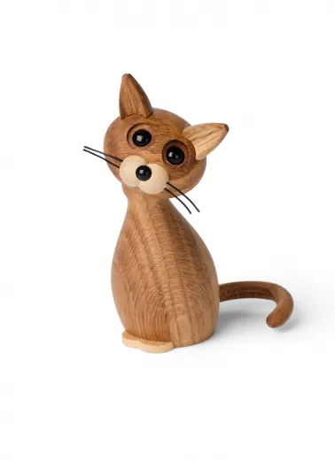 Spring Copenhagen Lucky sitzende Holzkatze eiche h 15,9 cm