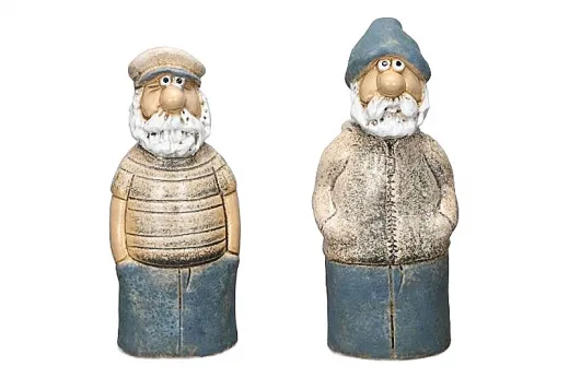 Set of 2 Fence Figures Sailors blue beige h 20 cm / 20.5 cm maritime Sailors