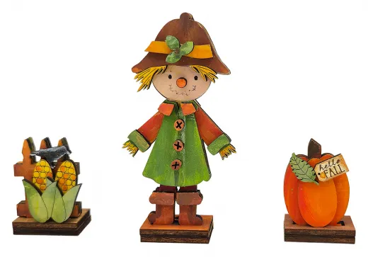 Kranzfigur kleiner Holzkürbis mit Blatt Schild orange braun grün handemalt h 4 cm