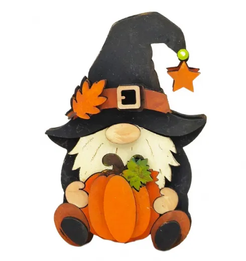 Kranzfigur Herbstwichtel mit Kürbis Zipfelhut Herbstblatt Stern h 8 cm handbemalt Kranzfigur Herbstwichtel mit Kürbis Zipfelhut Herbstblatt Stern h 8 cm handbemalt