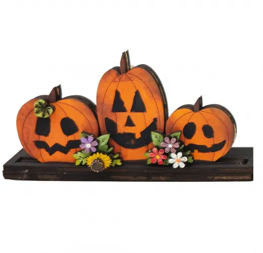 Kranzfigur Halloween spooky Kürbisse mit Gesichtern Blumen h 5 cm orange Kranzfigur Halloween spooky Kürbisse mit Gesichtern Blumen h 5 cm orange
