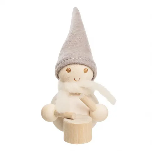 Aarikka Elf Drummer Trommler weiß h 9 cm finnische Weihnachtsfigur mit Trommel