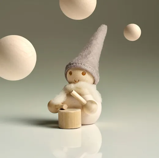 Aarikka Elf Drummer Trommler weiß h 9 cm finnische Weihnachtsfigur mit Trommel