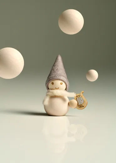 Aarikka Elf mit Harfe weiß h 9 cm finnische Weihnachtsfigur
