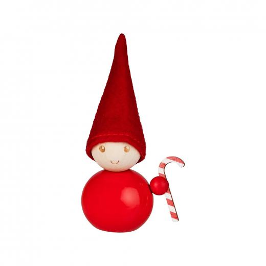 Aarikka Elf Candy cane Zuckerstange rot h 11 cm finnische Weihnachtsfigur Tonttu