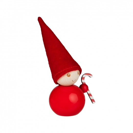 Aarikka Elf Candy cane mit Zuckerstange rot h 11 cm finnische Weihnachtsfigur Tonttu