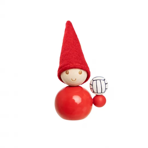 Aarikka Elf Volleyball rot h 9 cm finnische Weihnachtsfigur Tonttu