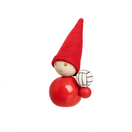 Aarikka Elf Volleyball rot h 9 cm finnische Weihnachtsfigur Tonttu