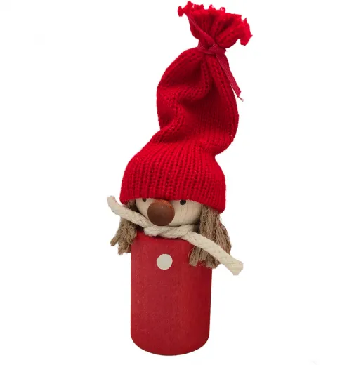 Sebastian Kranzfigur Weihnachtswichtel Mächen rot Strickmütze Halsband 8,5 cm