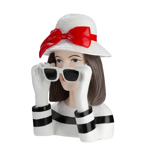 GILDE Lady Sophie – Dekorative Frauenbüste mit Sonnenbrille, Hut und roter Schleife GILDE Lady Sophie – Dekorative Frauenbüste mit Sonnenbrille, Hut und roter Schleife