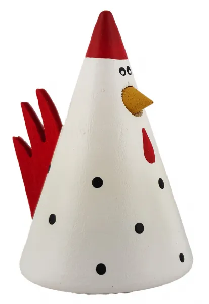 Mittlerer, schwedischer, weißer Hahn mit Tupfen, h 6,8 cm Mittlerer, schwedischer, weißer Hahn mit Tupfen, h 6,8 cm