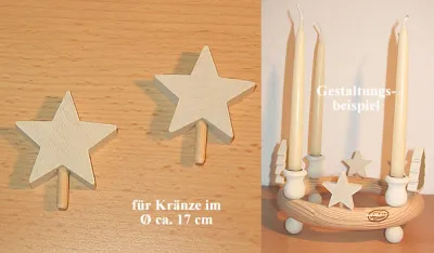 Sebastian deisgn kleiner Kerzenholzkranz mit 4 weißen Sternen
