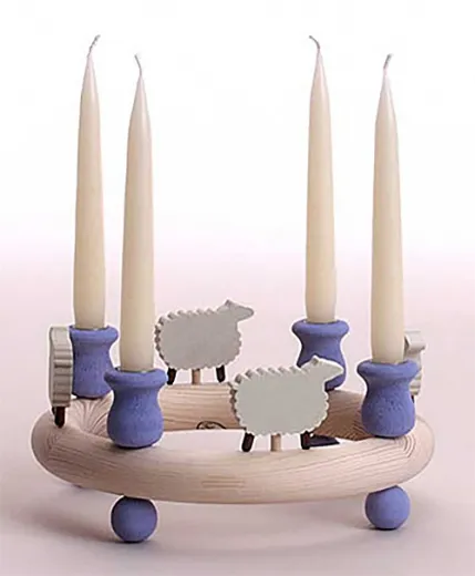 Kranzfigur kleines Holz-Schaf weiß für kleine Sebastian Holzkränze - 4 mm Holzdübel