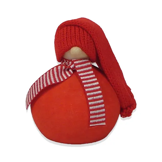 Schwedischer Wichtel Joppe rot mit Streifenschal rot/weiß, h 6,5 cm