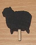 1 Holzstecker kleines, schwedisches Schaf, schwarz, 4 mm Holzdübel