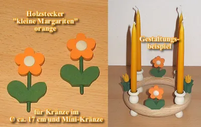 kleiner Sebastian design Holzkranz mit 4 kleinen Blumen orange
