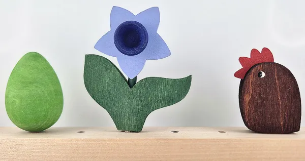 Steckfigur Holz Küken dunkelbraun für Sebastian Design Holzkränze