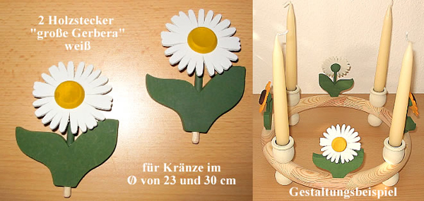 Sebastian große Gerbera, weiß/gelb