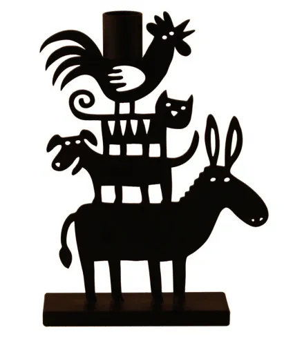Bengt & Lotta DONKEY PYRAMID kleiner Kerzenhalter, schwarz, Höhe 13 cm