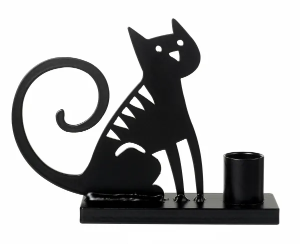 Bengt & Lotta Kerzenständer sitting CAT sitzende Katze, schwarz, h 12 cm