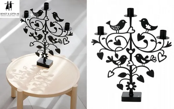 swedischer Bengt & Lotta Kerzenständer Lovebirds, Liebesvögel
