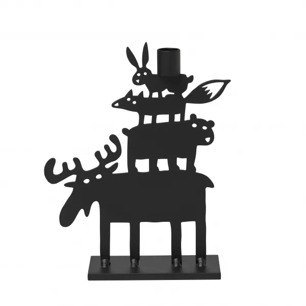 Bengt & Lotta MOOSE PYRAMID großer Kerzenständer, schwarz, h 22 cm