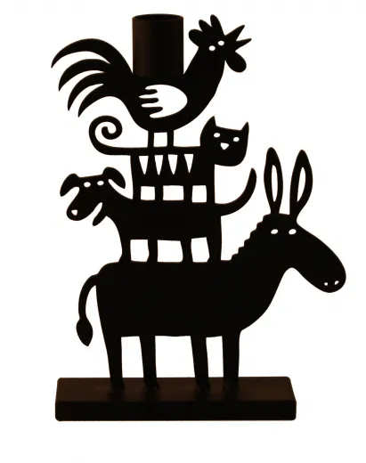 Bengt & Lotta großer Kerzenständer DONKEY PYRAMID Esel Pyramide schwarz h 20 cm schwedischer Design Artikel
