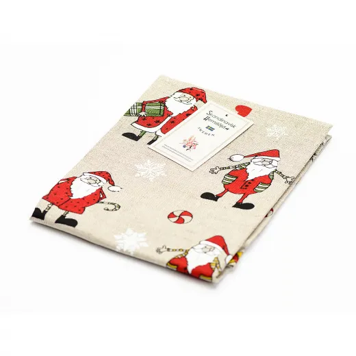 Schwedisches Geschirrtuch Tomte Weihnachtsmänner, 47x70 cm, beige
