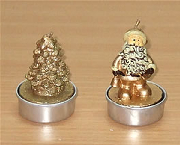 2 Teelichter Tannenbaum gold