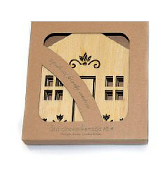 Schwedische Glasunterlagen Haus, 4er Pack, laser cut