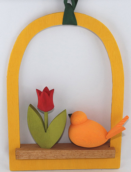 Deko - Fenster gelb für 2 Steckfiguren, 17x24 cm, Fensterdekoration