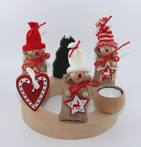 Rotes Herz mit Punkten und Schleife, H 7 cm für Holzkänze