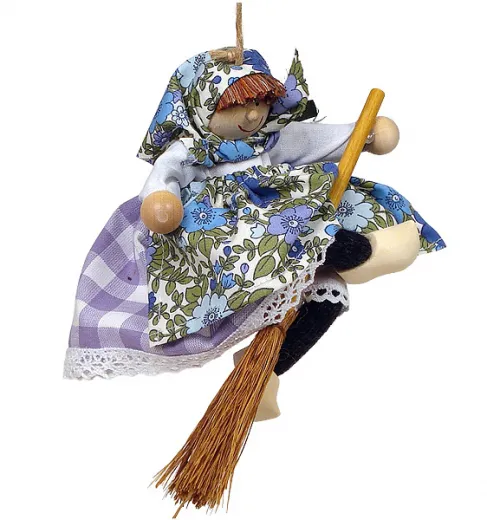 Bibi Larsen schwedische, große Osterhexe lila zum Hängen, h 9 cm