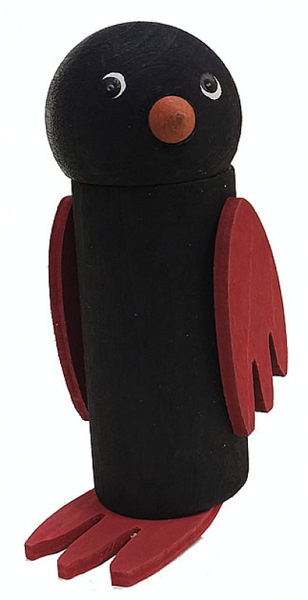 Sebastian design großer Vogel/Pinguin schwarz/rot, H 9,5 cm, für Holzkränze