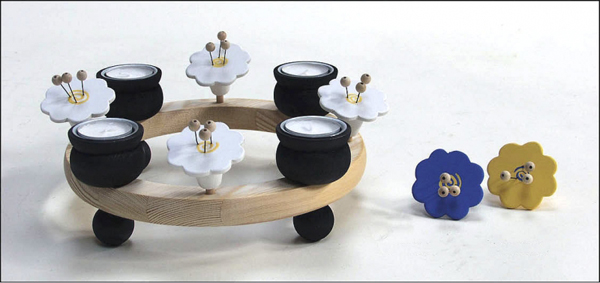 Sebastian design Blume mit Staubgefäßen, gelb, für Holzkränze
