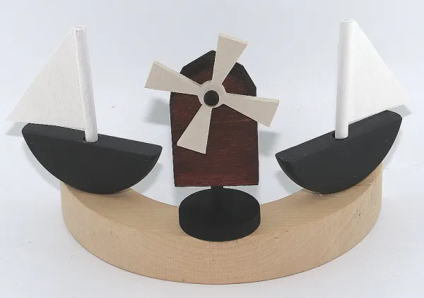 Sebastian Steckfiguren Mühle dunkelbraun, Segelboote