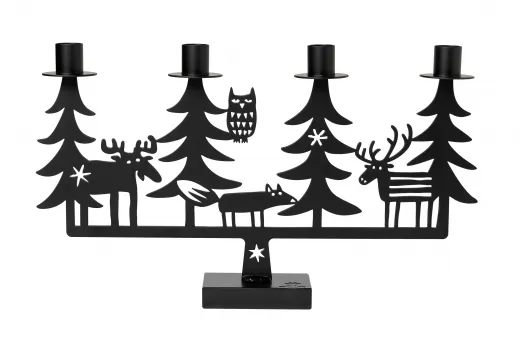 Bengt & Lotta CHRISTMAS FOREST großer Kerzenständer schwarz h 24 cm schwedische Deko