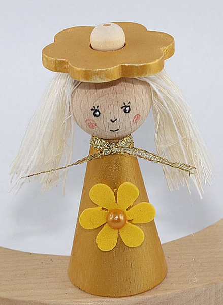Kranzfigur Blütenmädchen gelbgold metallic, H 8 cm