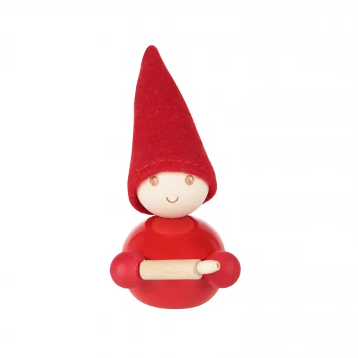 Aarikka Tonttu PAAKARI Bäcker mit Teigrolle, rot, Höhe 9 cm finnischer Weihnachtswichtel Aarikka Tonttu PAAKARI Bäcker mit Teigrolle, rot, Höhe 9 cm finnischer Weihnachtswichtel